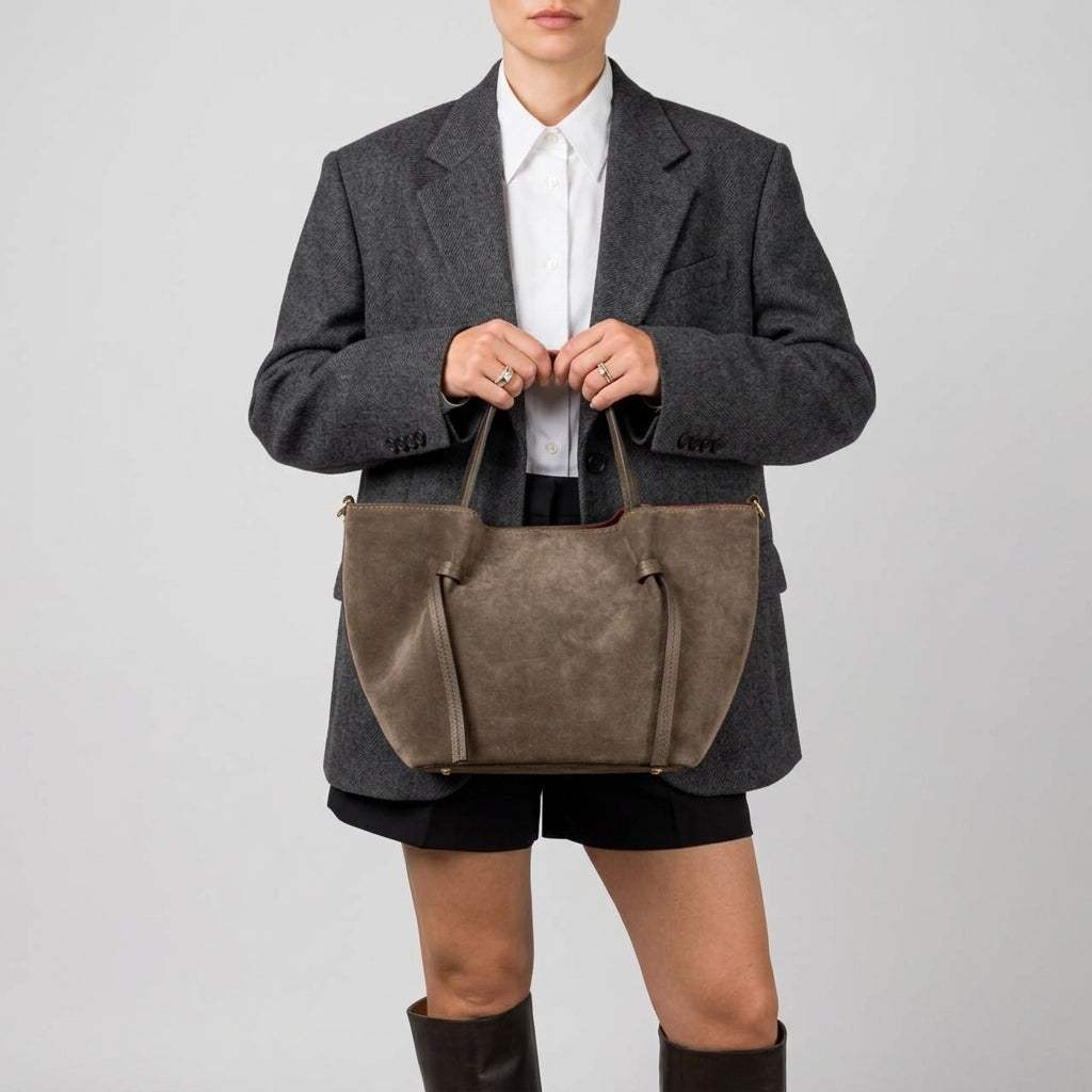 Italian Genuine Suede Tote Bag 292730 - TAKEASY - Flyclothing LLC