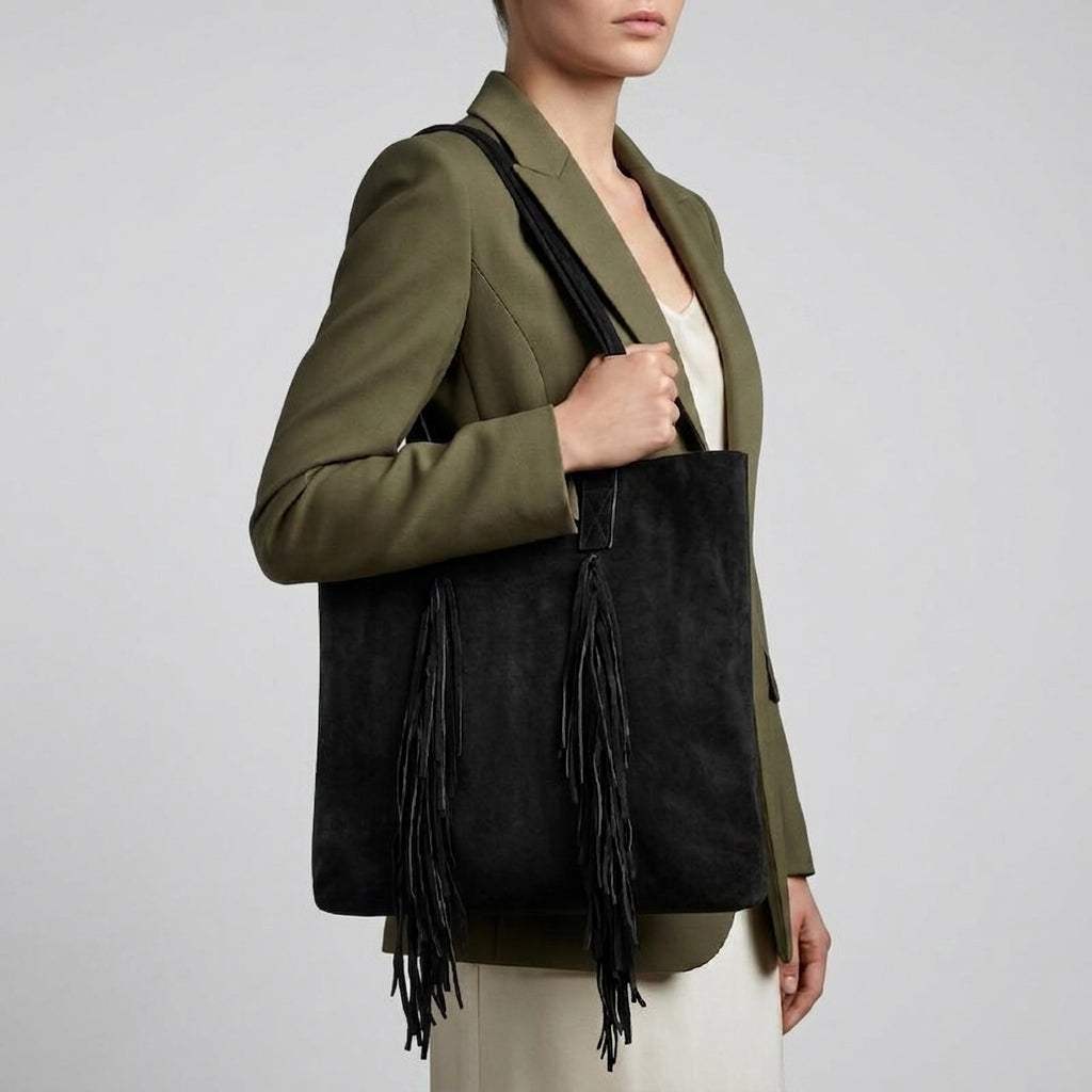 Italian Genuine Suede Tote Bag 272522 - TAKEASY - Flyclothing LLC