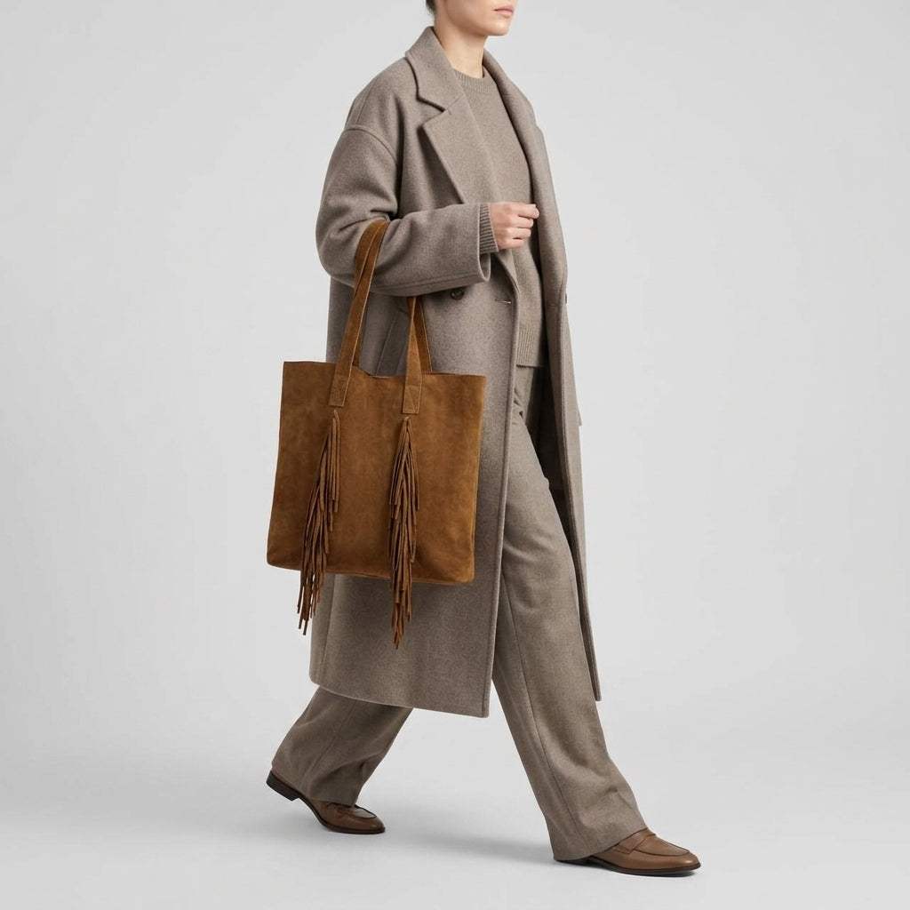 Italian Genuine Suede Tote Bag 272522 - TAKEASY - Flyclothing LLC