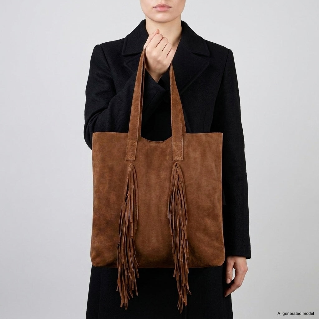 Italian Genuine Suede Tote Bag 272522 - TAKEASY - Flyclothing LLC