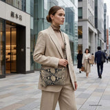 Italian Genuine Python-Print Suede Crossbody Bag 111301 - TAKEASY - Flyclothing LLC