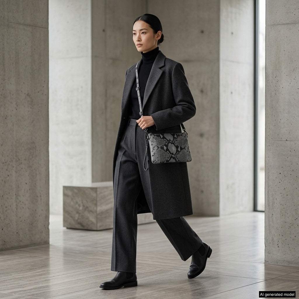 Italian Genuine Python-Print Suede Crossbody Bag | Lecce - TAKEASY - Flyclothing LLC