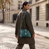 Italian Genuine Python-Print Suede Crossbody Bag 111301 - TAKEASY - Flyclothing LLC