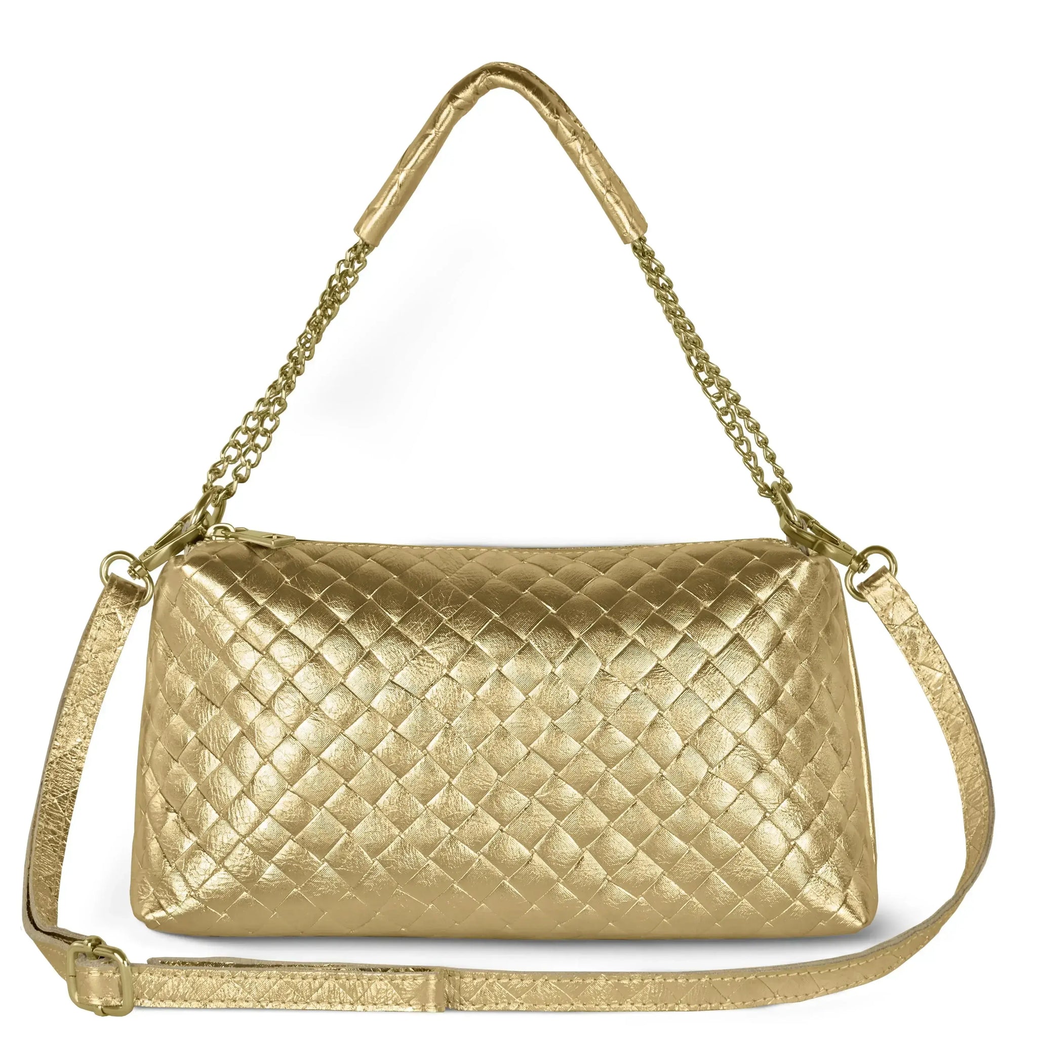 Italian Genuine Weave Metallic Suede Crossbody Bag 171522 - TAKEASY - Flyclothing LLC