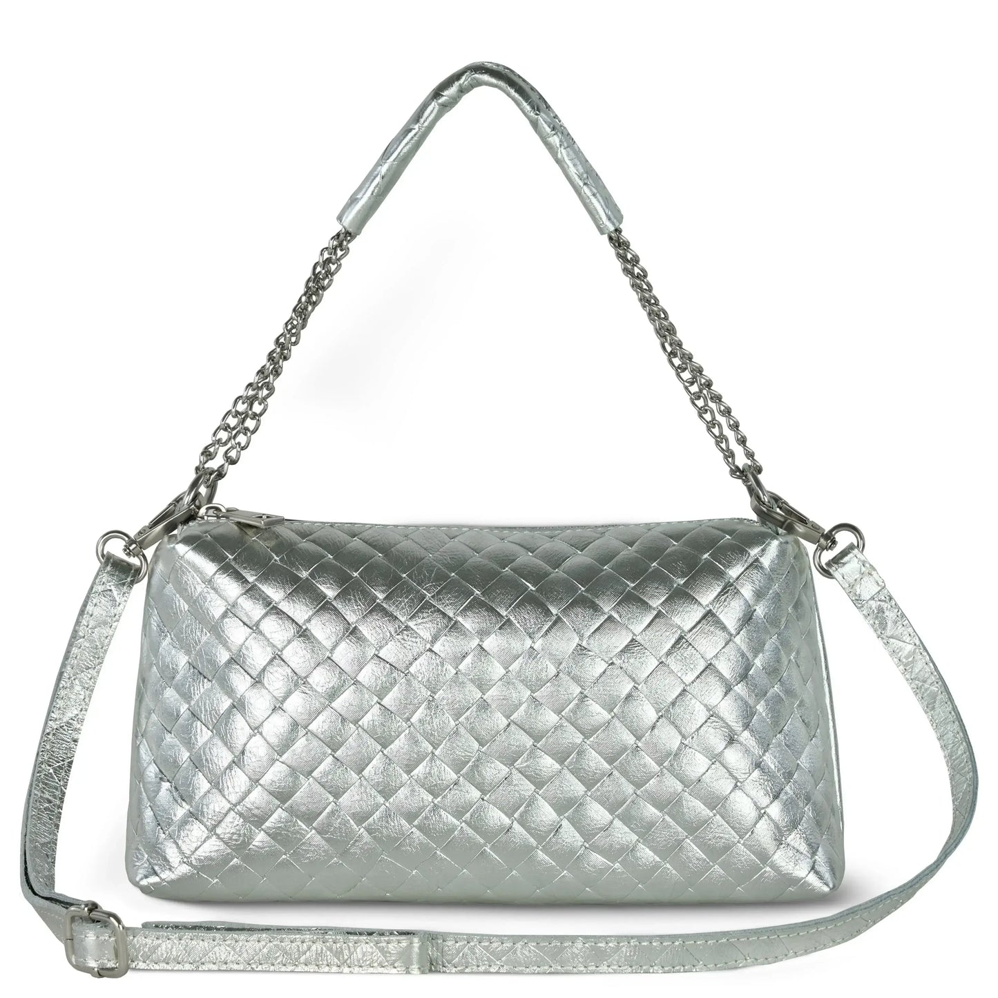 Italian Genuine Weave Metallic Suede Crossbody Bag 171522 - TAKEASY - Flyclothing LLC