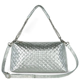 Italian Genuine Weave Metallic Suede Crossbody Bag 171522
