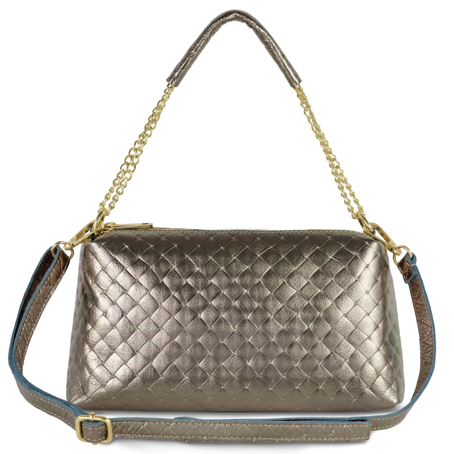 Italian Genuine Weave Metallic Suede Crossbody Bag 171522 - TAKEASY - Flyclothing LLC