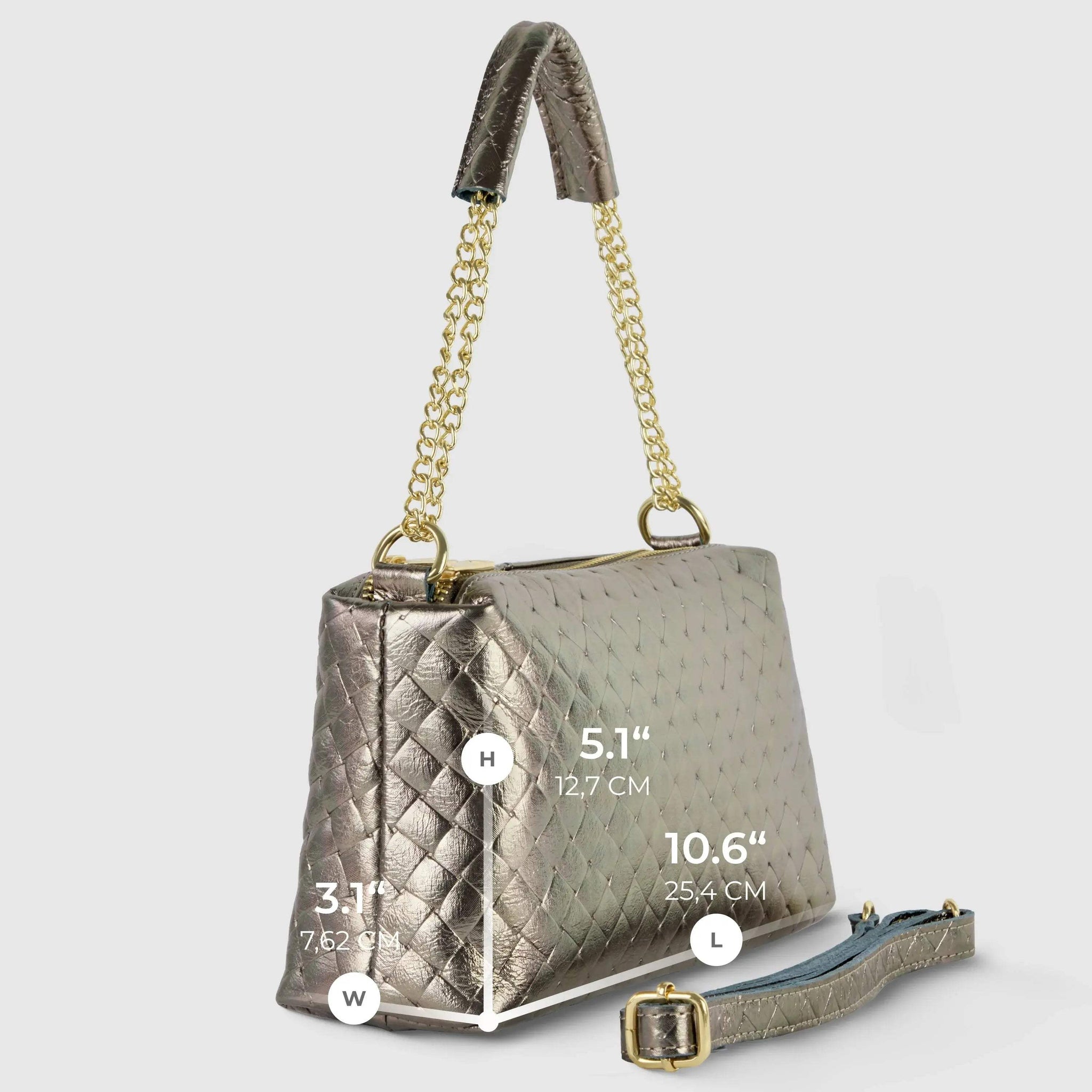 Italian Genuine Weave Metallic Suede Crossbody Bag 171522 - TAKEASY - Flyclothing LLC