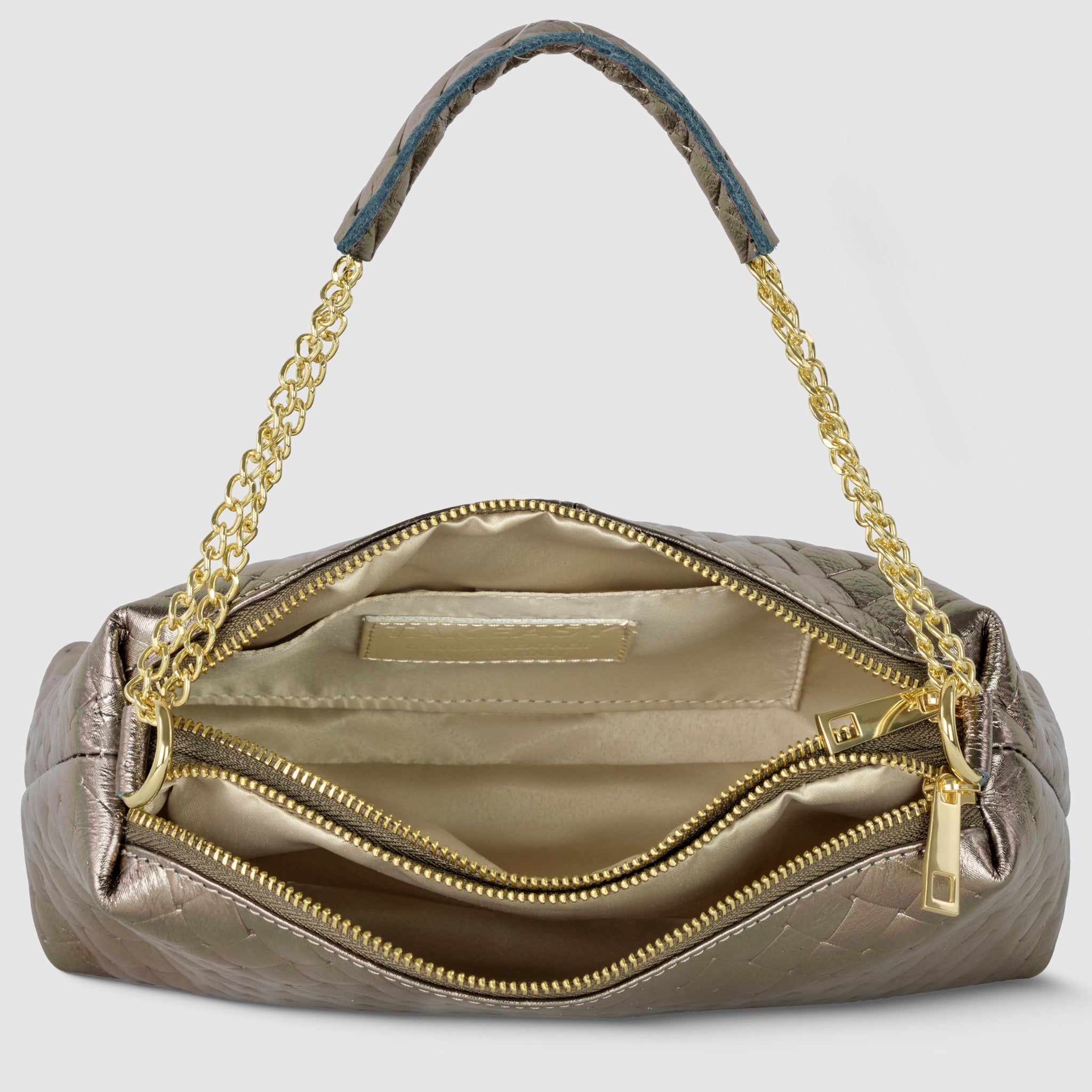 Italian Genuine Weave Metallic Suede Crossbody Bag 171522
