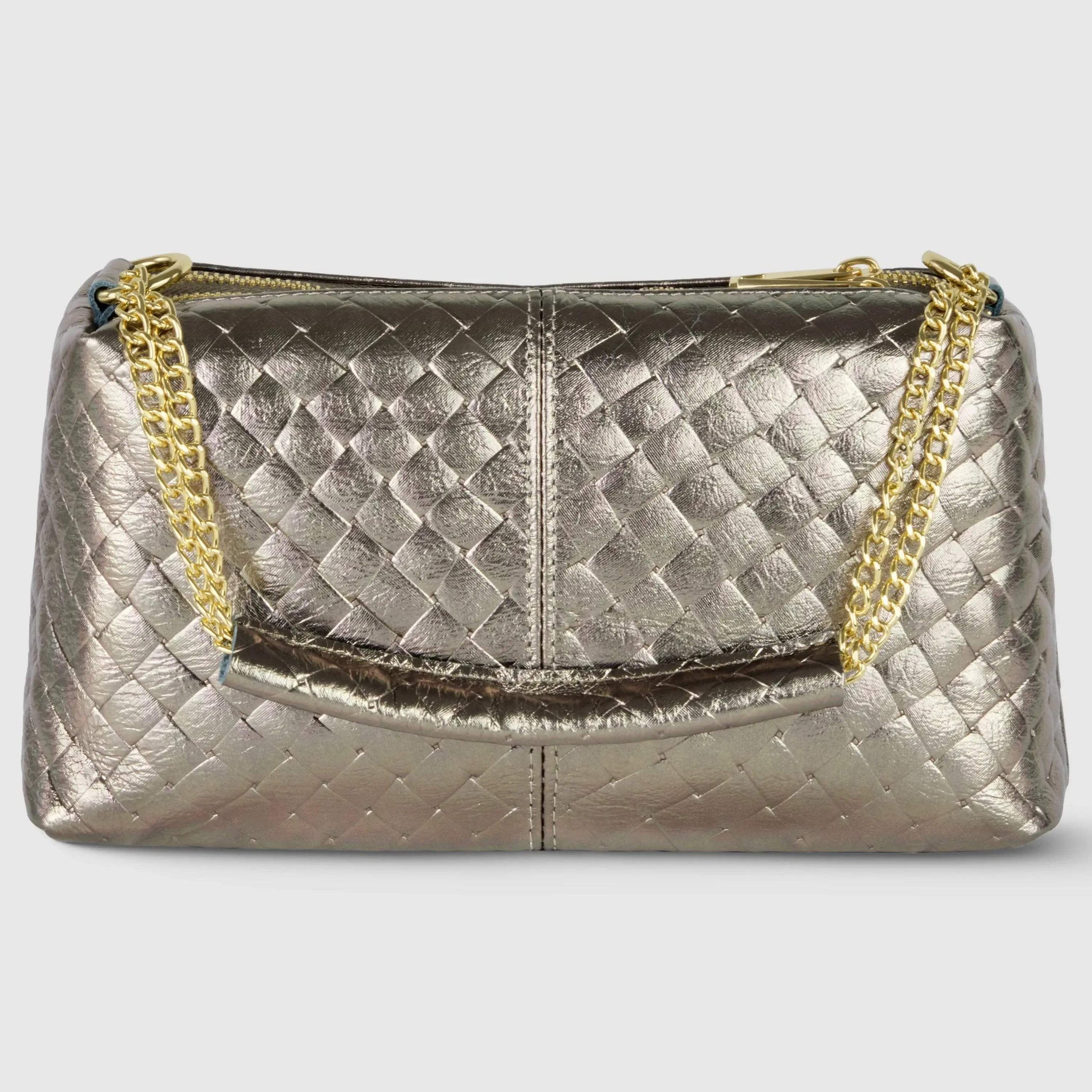 Italian Genuine Weave Metallic Suede Crossbody Bag 171522 - TAKEASY - Flyclothing LLC