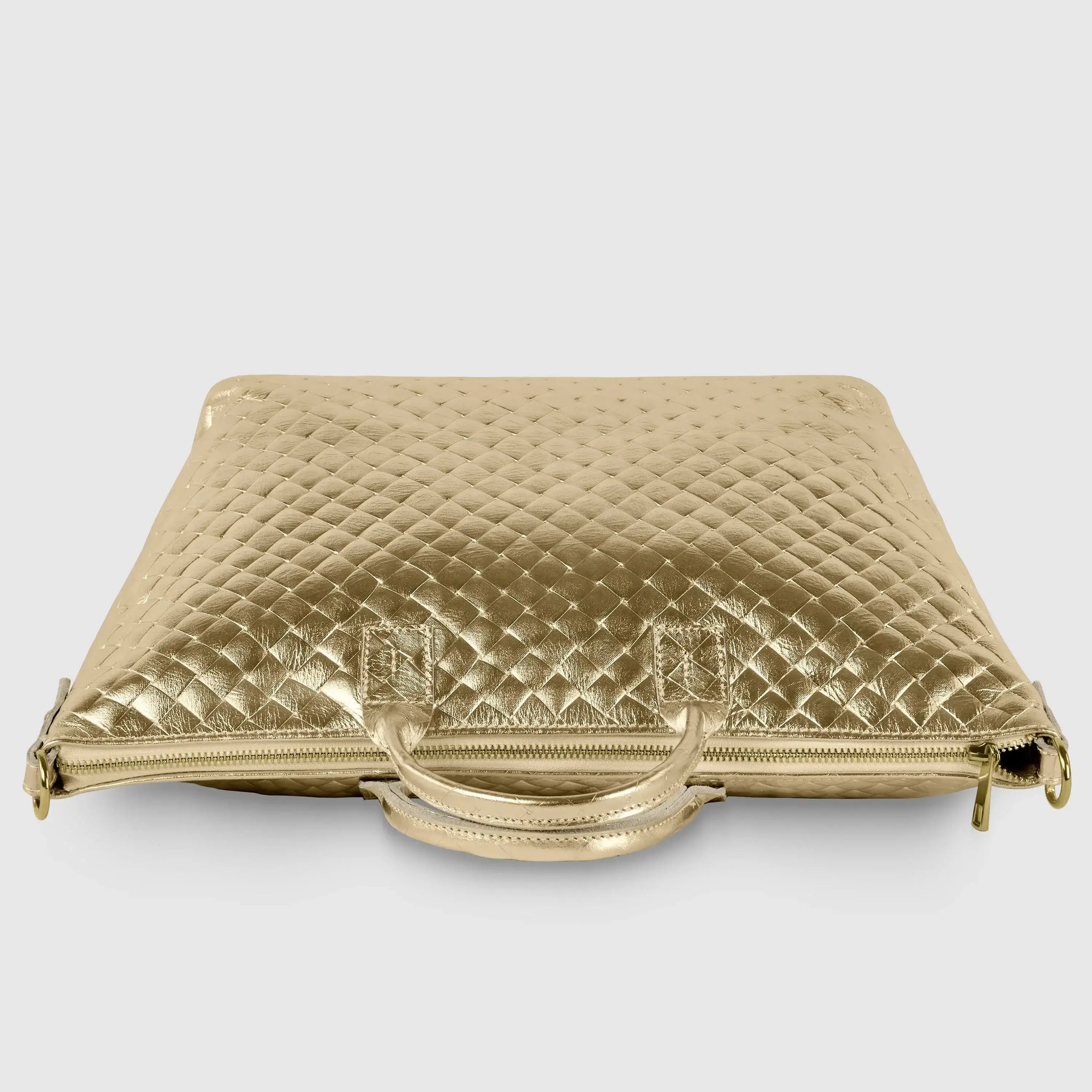 Italian Genuine Weave Metallic Suede Top-Handle Bag 112334 - TAKEASY - Flyclothing LLC