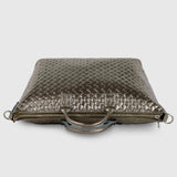 Weave Metallic Suede Leather Top-Handle Bag - TAKEASY - Flyclothing LLC