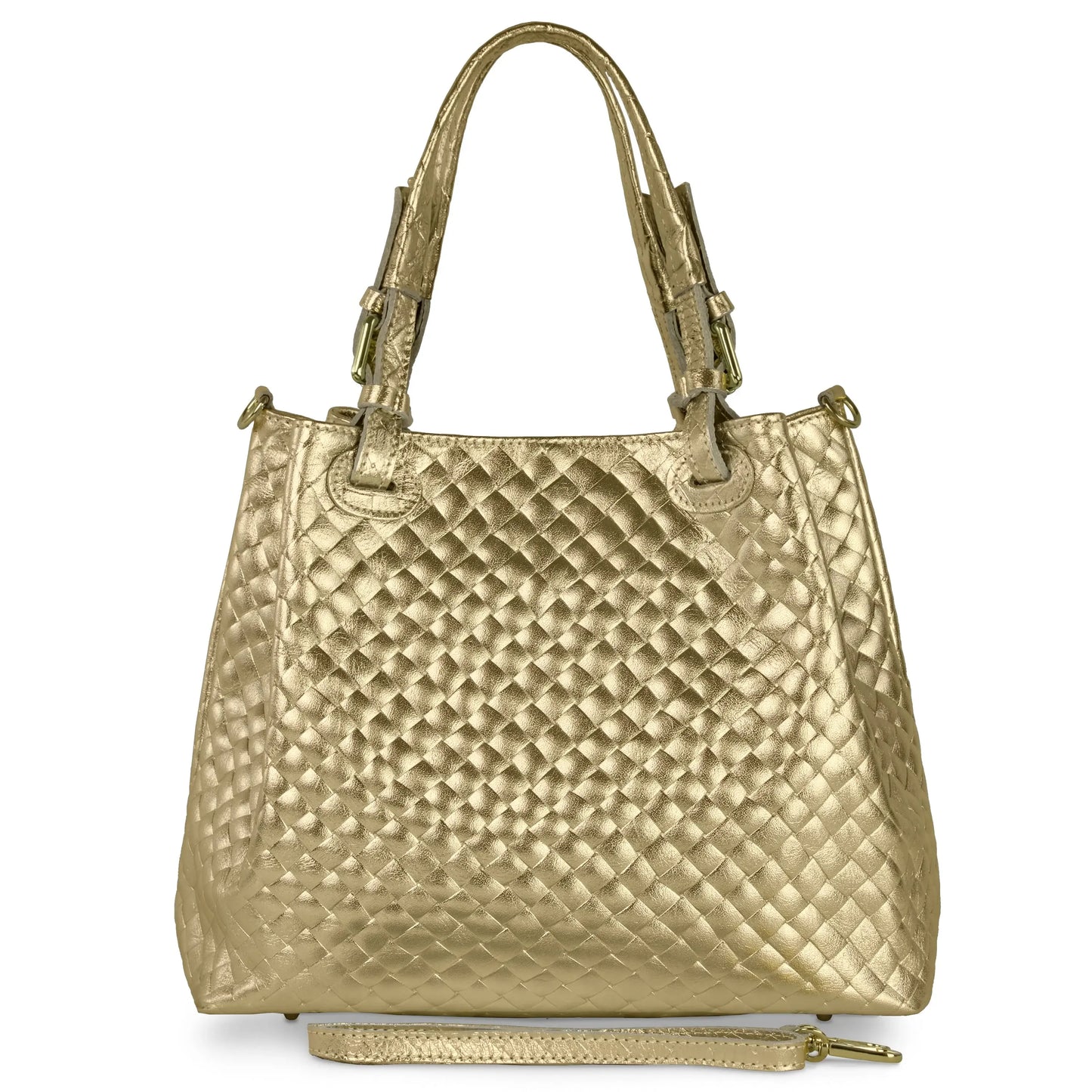 Italian Genuine Weave Metallic Suede Top-Handle Bag 112615 - TAKEASY - Flyclothing LLC