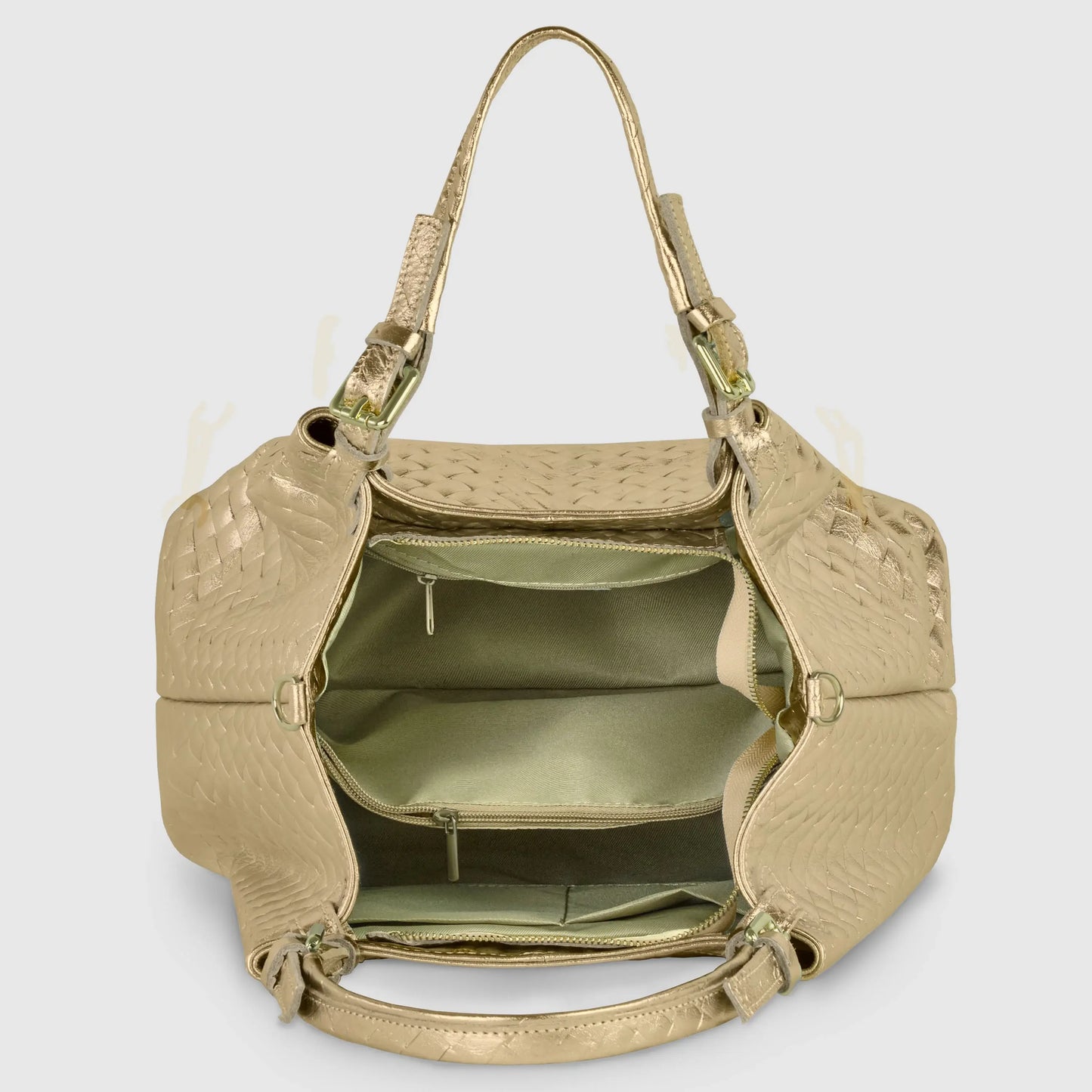 Italian Genuine Weave Metallic Suede Top-Handle Bag 112615 - TAKEASY - Flyclothing LLC