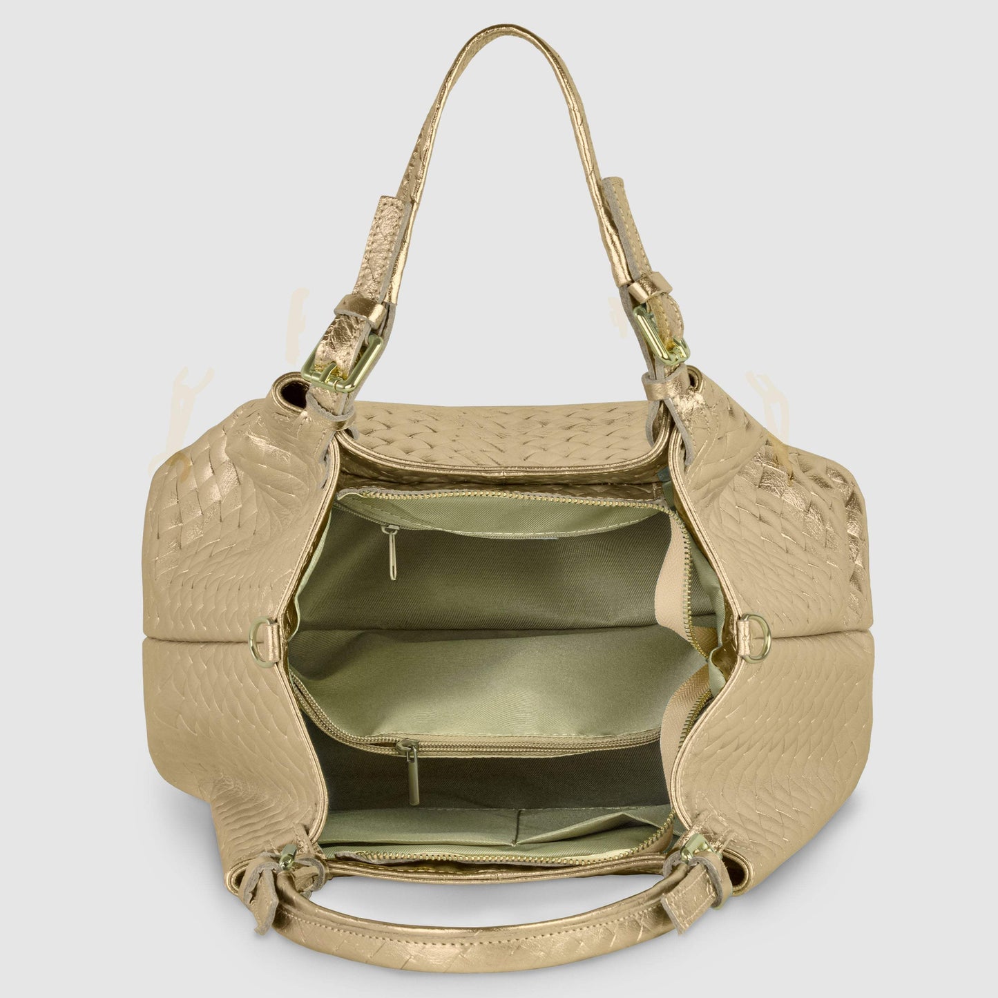 Italian Genuine Woven-Embossed Metallic Suede Top-Handle Bag | Savona - TAKEASY - Flyclothing LLC