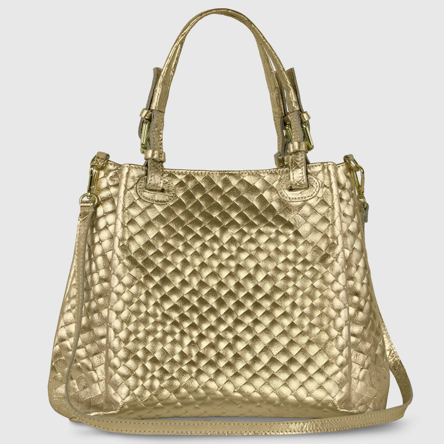 Italian Genuine Weave Metallic Suede Top-Handle Bag 112615 - TAKEASY - Flyclothing LLC