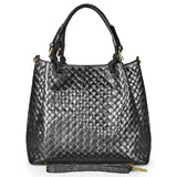 Italian Genuine Weave Metallic Suede Top-Handle Bag 112615 - TAKEASY - Flyclothing LLC