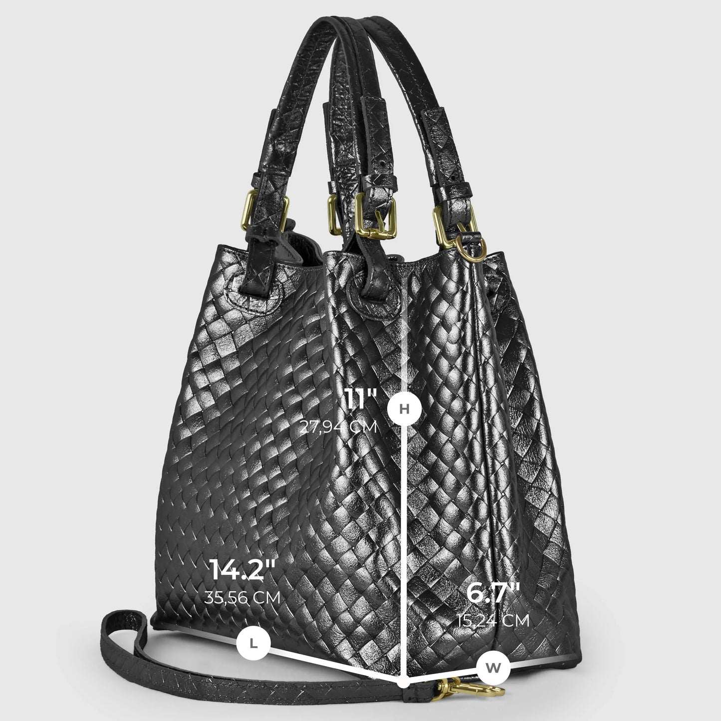 Italian Genuine Weave Metallic Suede Top-Handle Bag 112615 - TAKEASY - Flyclothing LLC