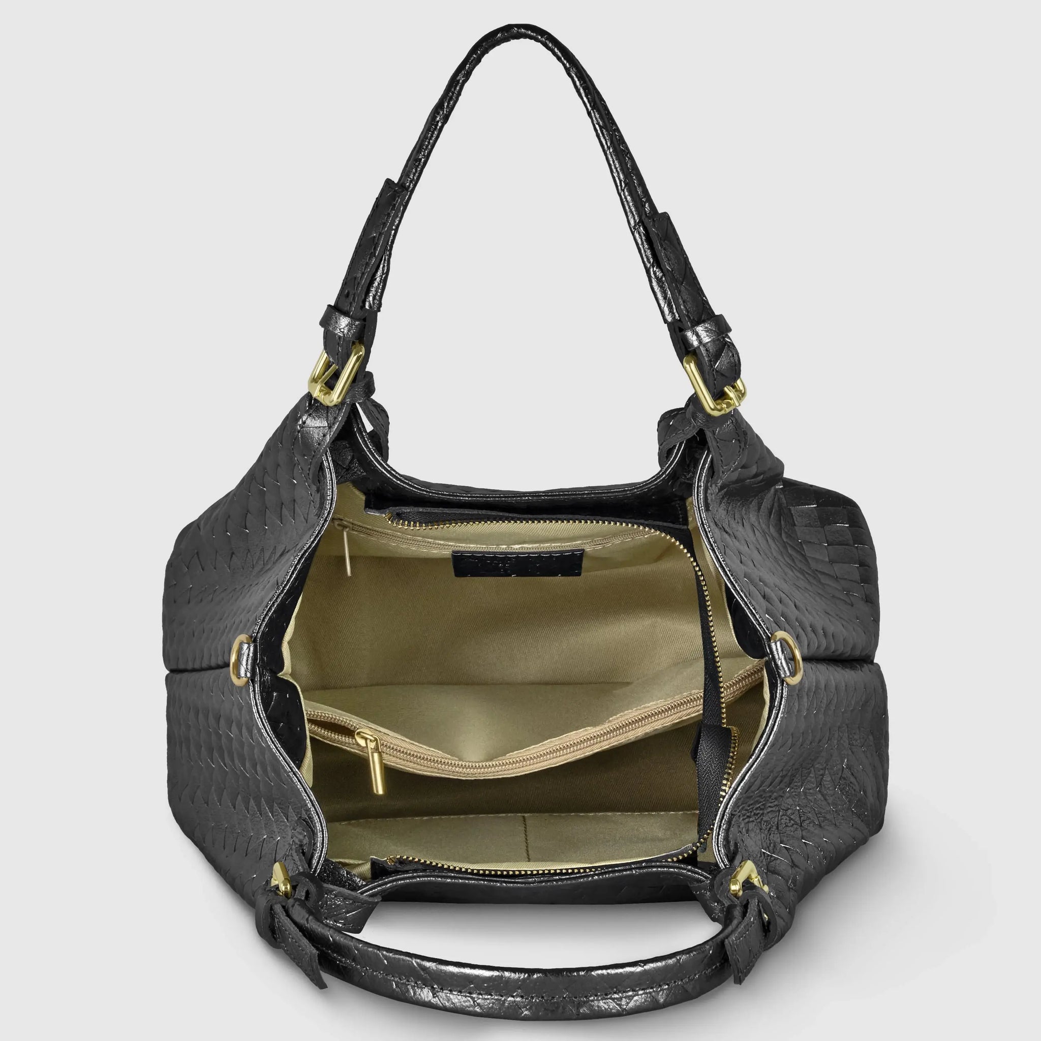 Italian Genuine Weave Metallic Suede Top-Handle Bag 112615 - TAKEASY - Flyclothing LLC