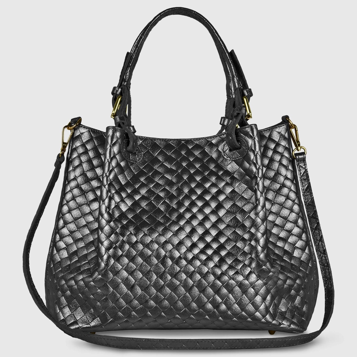 Italian Genuine Weave Metallic Suede Top-Handle Bag 112615 - TAKEASY - Flyclothing LLC