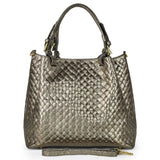 Italian Genuine Weave Metallic Suede Top-Handle Bag 112615 - TAKEASY - Flyclothing LLC
