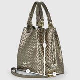 Italian Genuine Weave Metallic Suede Top-Handle Bag 112615 - TAKEASY - Flyclothing LLC