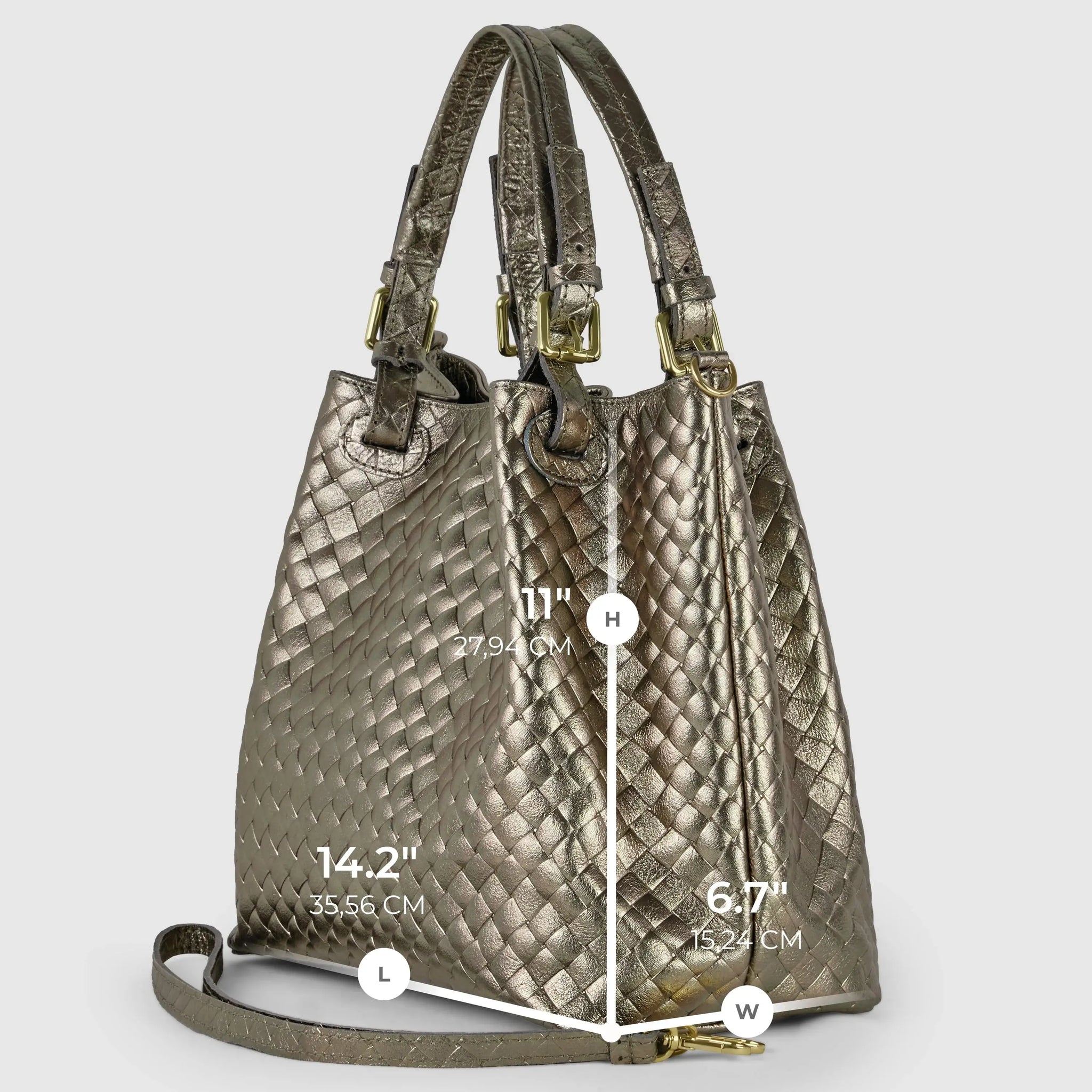 Italian Genuine Weave Metallic Suede Top-Handle Bag 112615 - TAKEASY - Flyclothing LLC