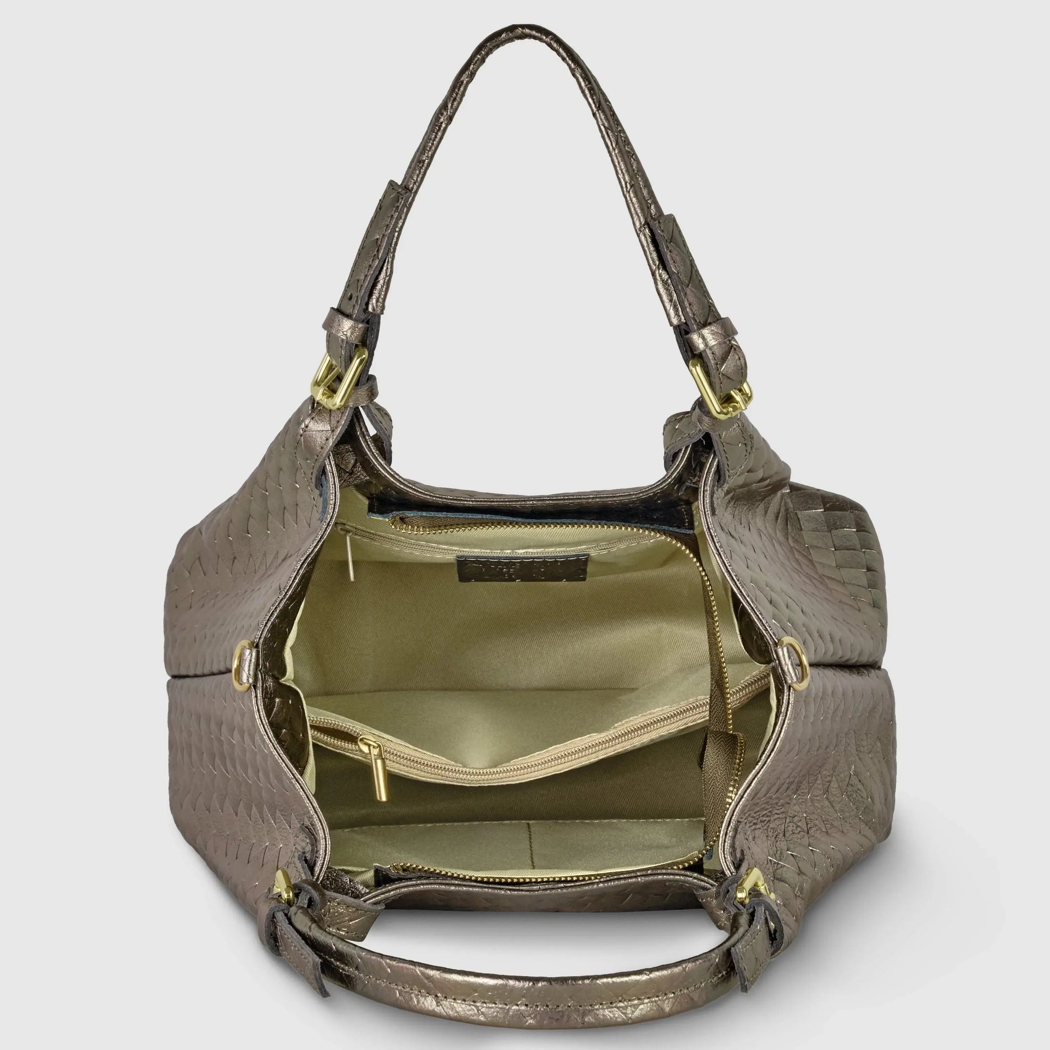 Italian Genuine Weave Metallic Suede Top-Handle Bag 112615 - TAKEASY - Flyclothing LLC