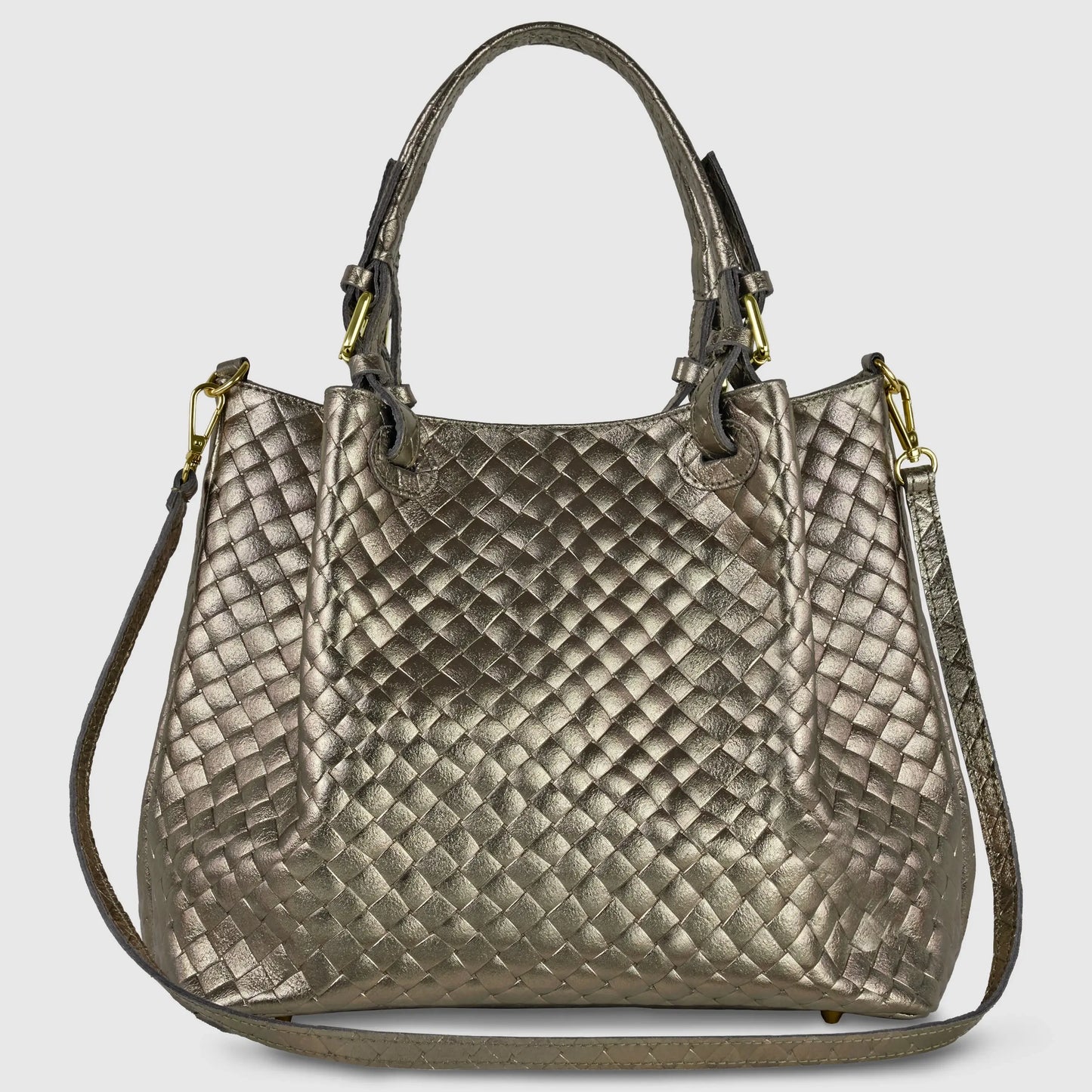 Italian Genuine Weave Metallic Suede Top-Handle Bag 112615 - TAKEASY - Flyclothing LLC