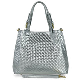 Italian Genuine Weave Metallic Suede Top-Handle Bag 112615 - TAKEASY - Flyclothing LLC