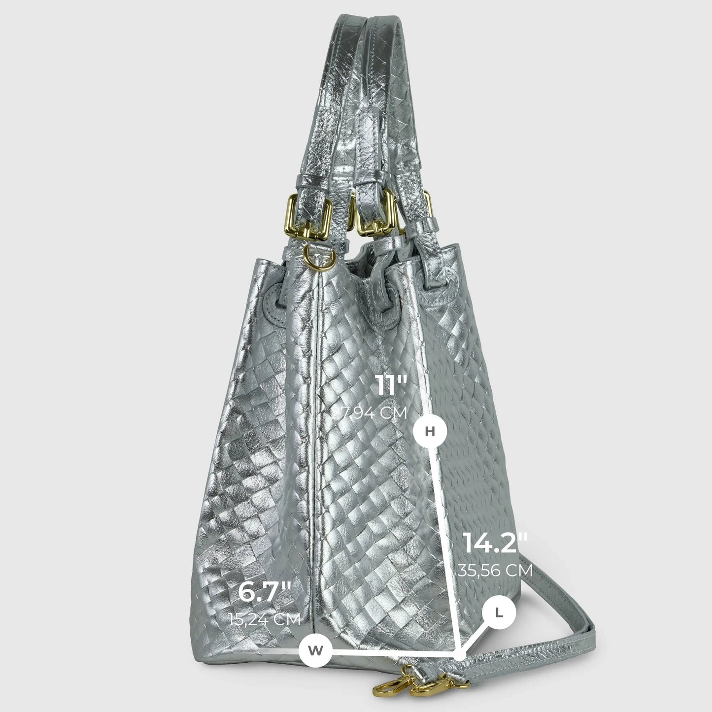 Italian Genuine Weave Metallic Suede Top-Handle Bag 112615 - TAKEASY - Flyclothing LLC