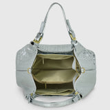 Italian Genuine Weave Metallic Suede Top-Handle Bag 112615 - TAKEASY - Flyclothing LLC