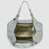 Italian Genuine Woven-Embossed Metallic Suede Top-Handle Bag | Savona - TAKEASY - Flyclothing LLC