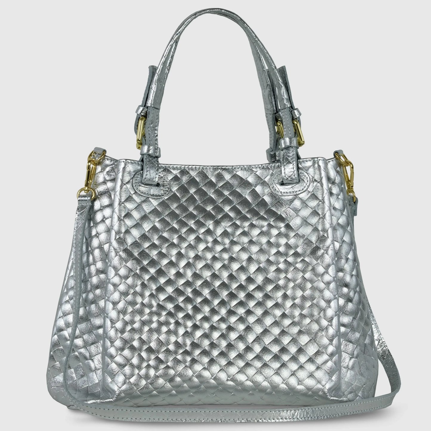 Italian Genuine Weave Metallic Suede Top-Handle Bag 112615 - TAKEASY - Flyclothing LLC