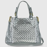 Italian Genuine Weave Metallic Suede Top-Handle Bag 112615 - TAKEASY - Flyclothing LLC