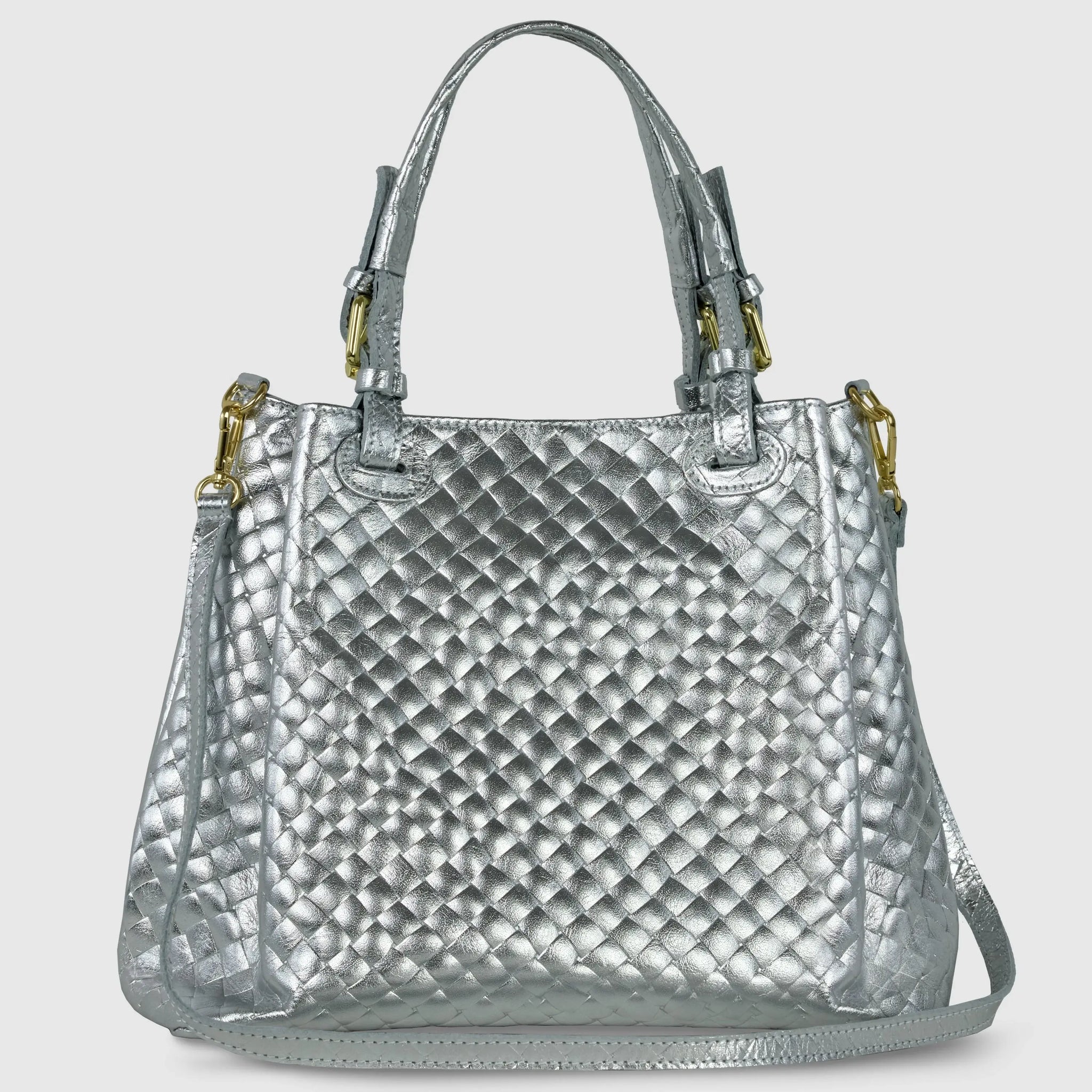Italian Genuine Weave Metallic Suede Top-Handle Bag 112615 - TAKEASY - Flyclothing LLC