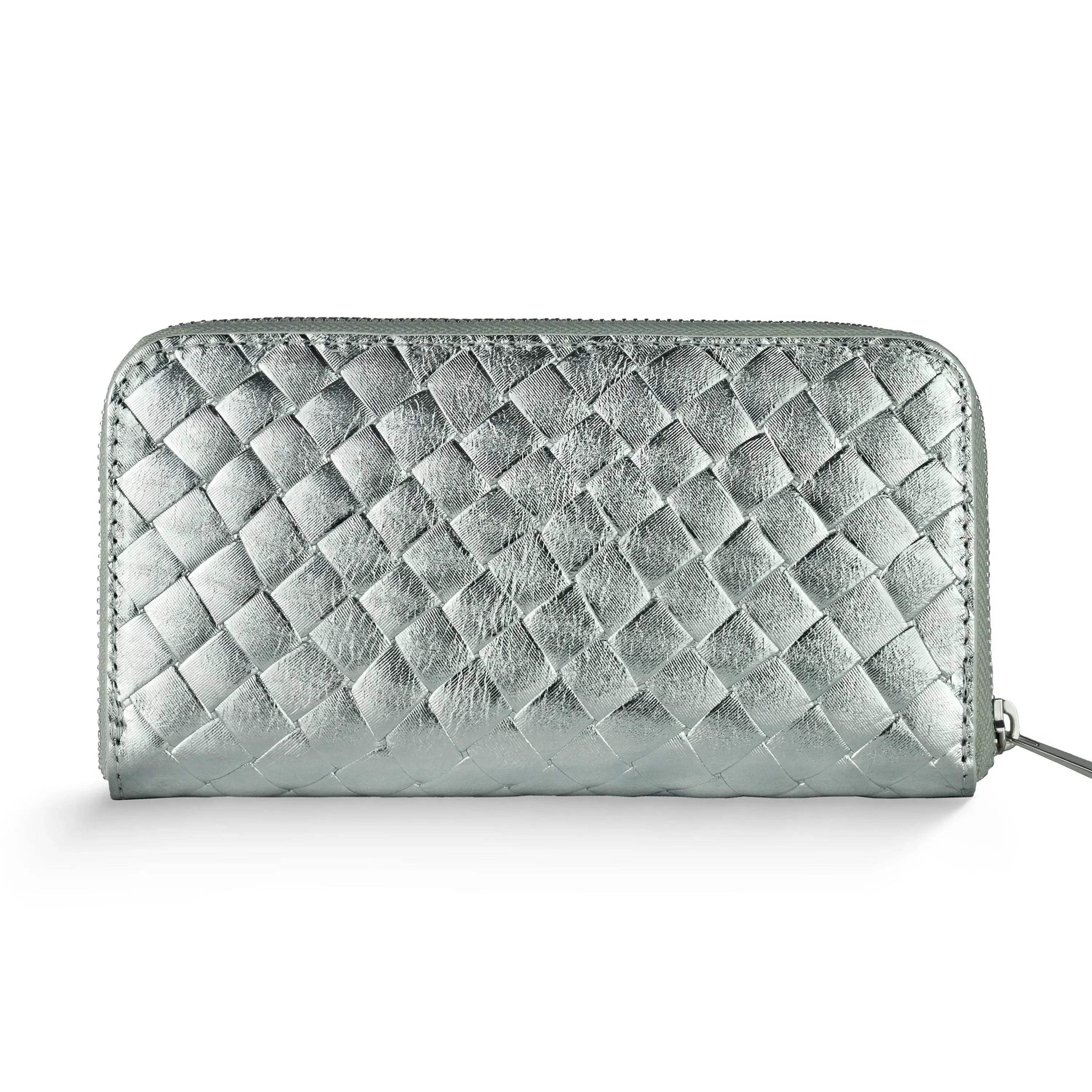 Italian Genuine Weave Metallic Suede Wallet 651088 - TAKEASY - Flyclothing LLC