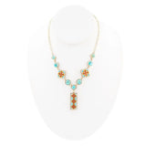 Talavera Tile and Blue Turquoise Golden Y-Neck Necklace - Barse Jewelry - Flyclothing LLC