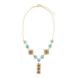 Talavera Tile and Blue Turquoise Golden Y-Neck Necklace - Barse Jewelry