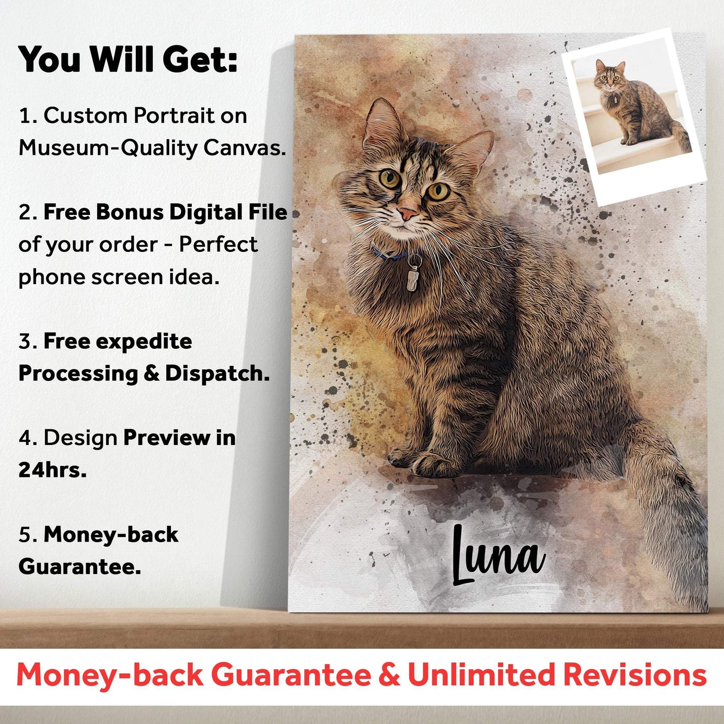 Pet Watercolor Portrait Custom Wall Art - Tailored Canvases - Flyclothing LLC