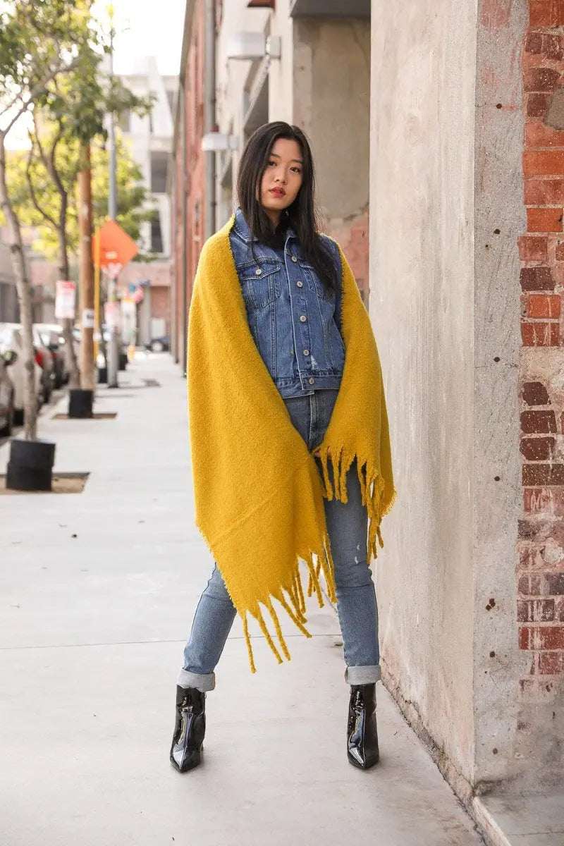 Tassel Trim Blanket Scarf - Boho Clothing and Accessories - Flyclothing LLC