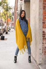Tassel Trim Blanket Scarf - Boho Clothing and Accessories - Flyclothing LLC