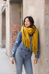 Tassel Trim Blanket Scarf - Boho Clothing and Accessories - Flyclothing LLC