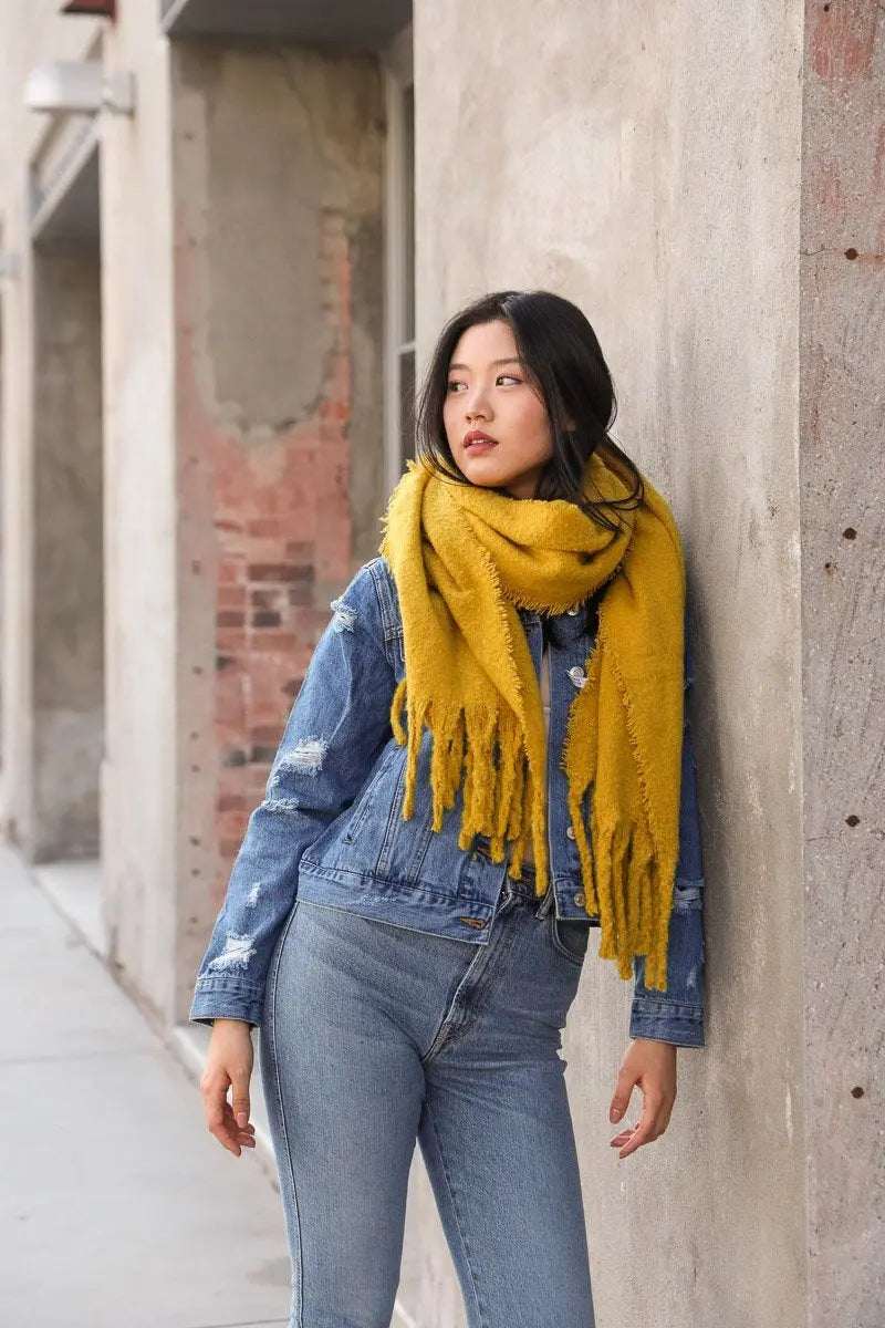 Tassel Trim Blanket Scarf - Boho Clothing and Accessories - Flyclothing LLC