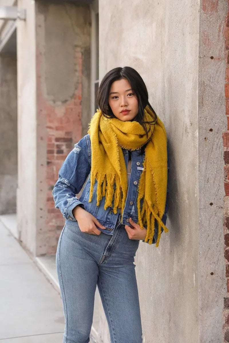 Tassel Trim Blanket Scarf - Boho Clothing and Accessories - Flyclothing LLC