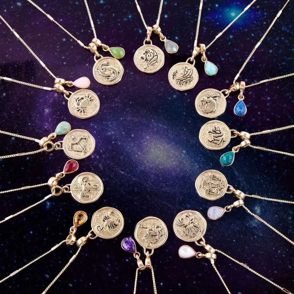 Taurus - Zodiac Green Malachite Golden Charm Necklace - Barse Jewelry - Flyclothing LLC