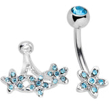 Blue Gem Field of Flowers Dangle Belly Ring - BodyCandy - Flyclothing LLC