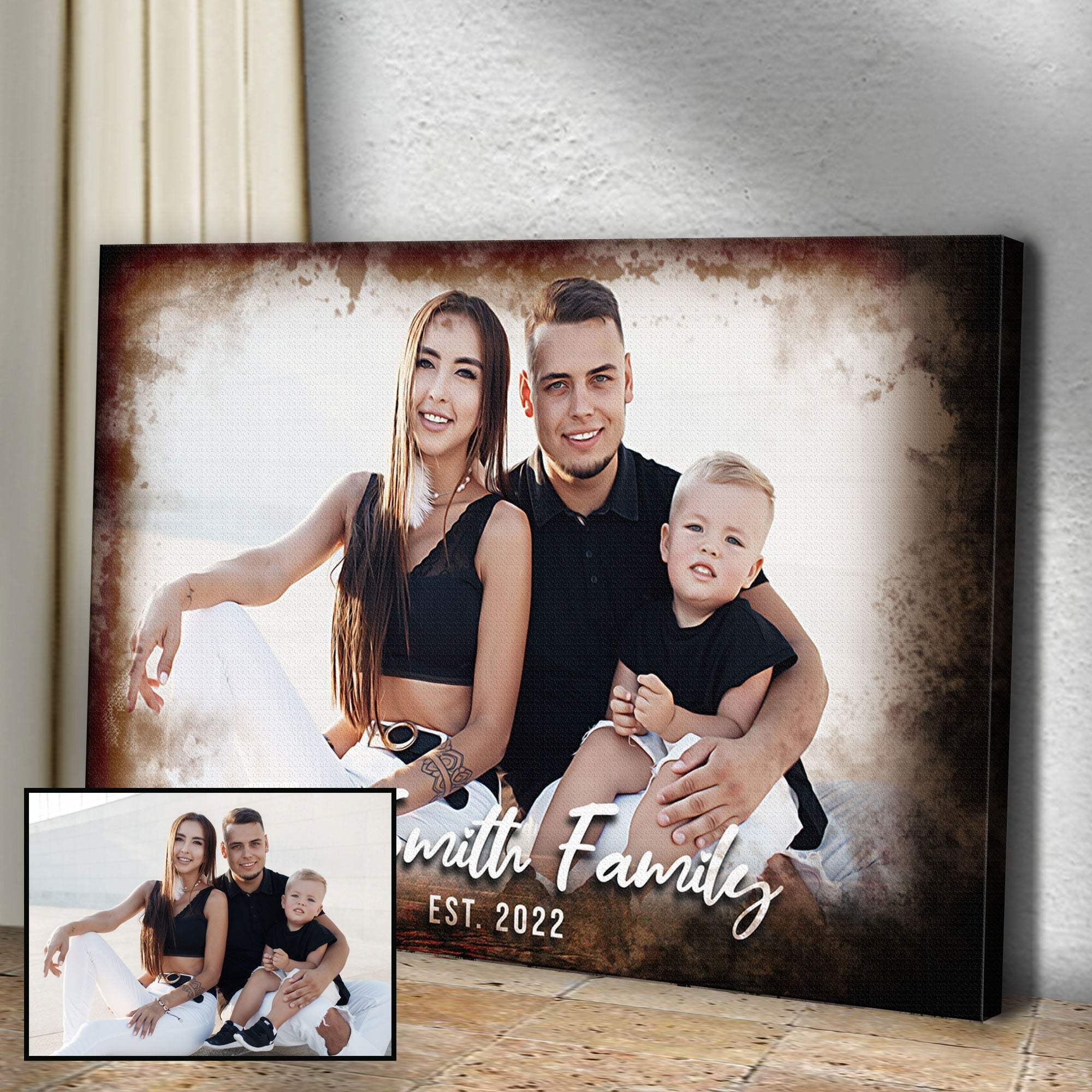 Family Portrait On Wood Sign - Tailored Canvases - Flyclothing LLC