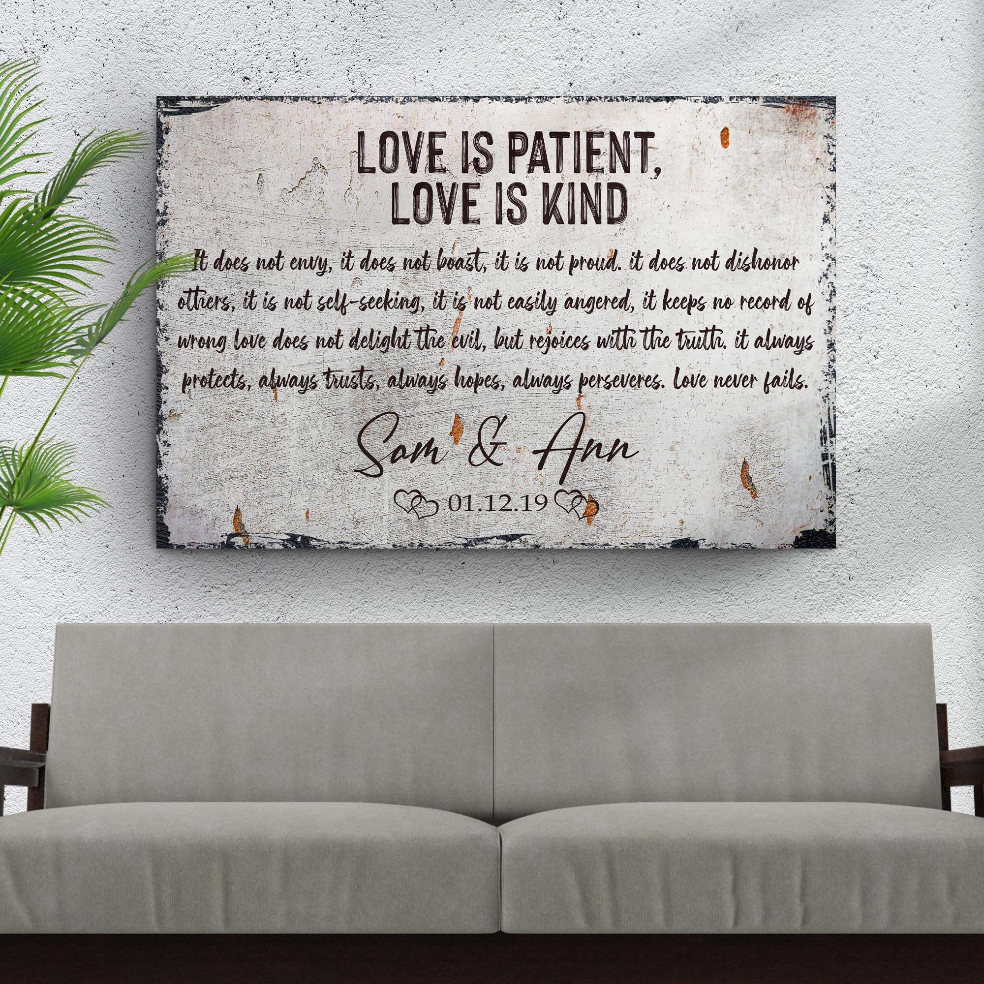 Love Is Patient, Love Is Kind Sign - Tailored Canvases - Flyclothing LLC