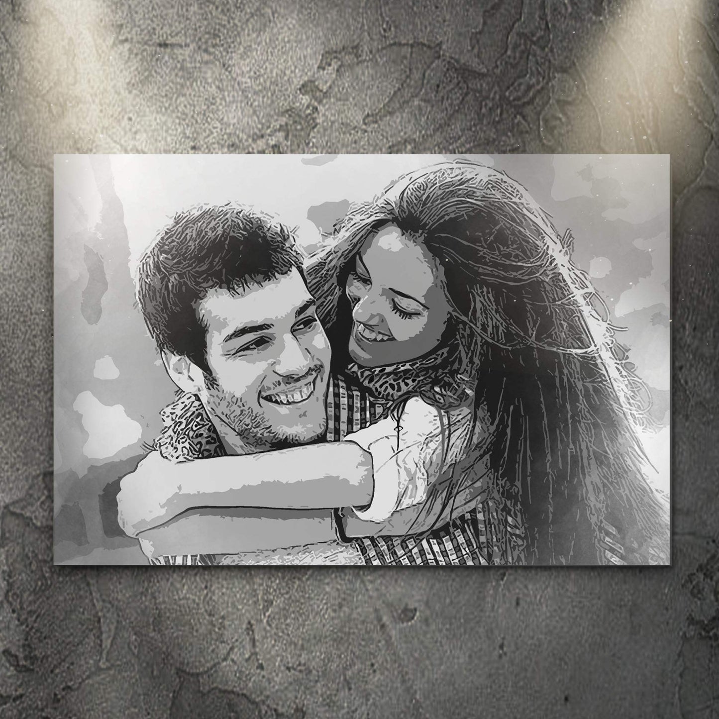 Couple Charcoal Portrait Sign - Tailored Canvases - Flyclothing LLC